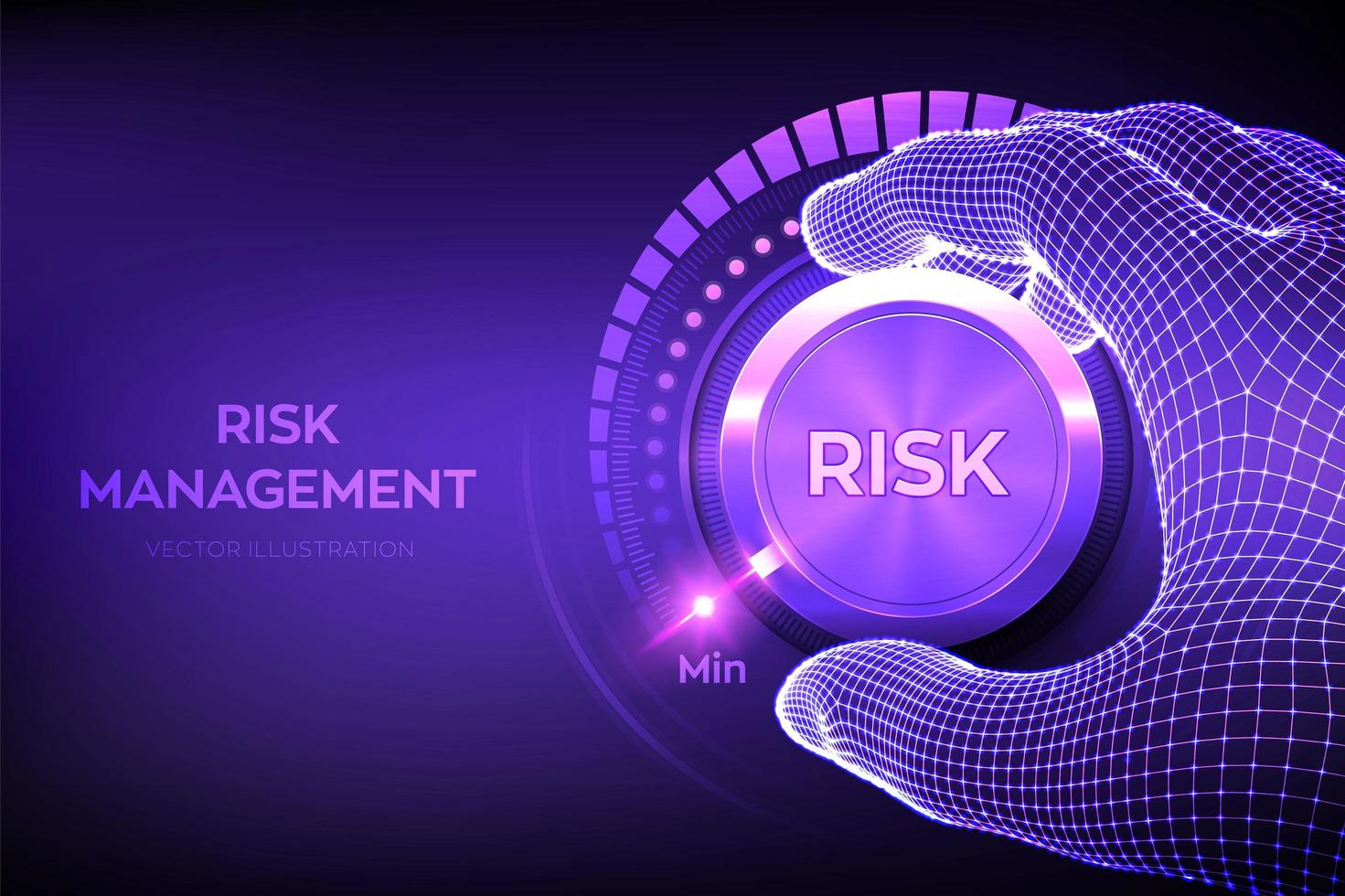 Risk levels knob button. vector