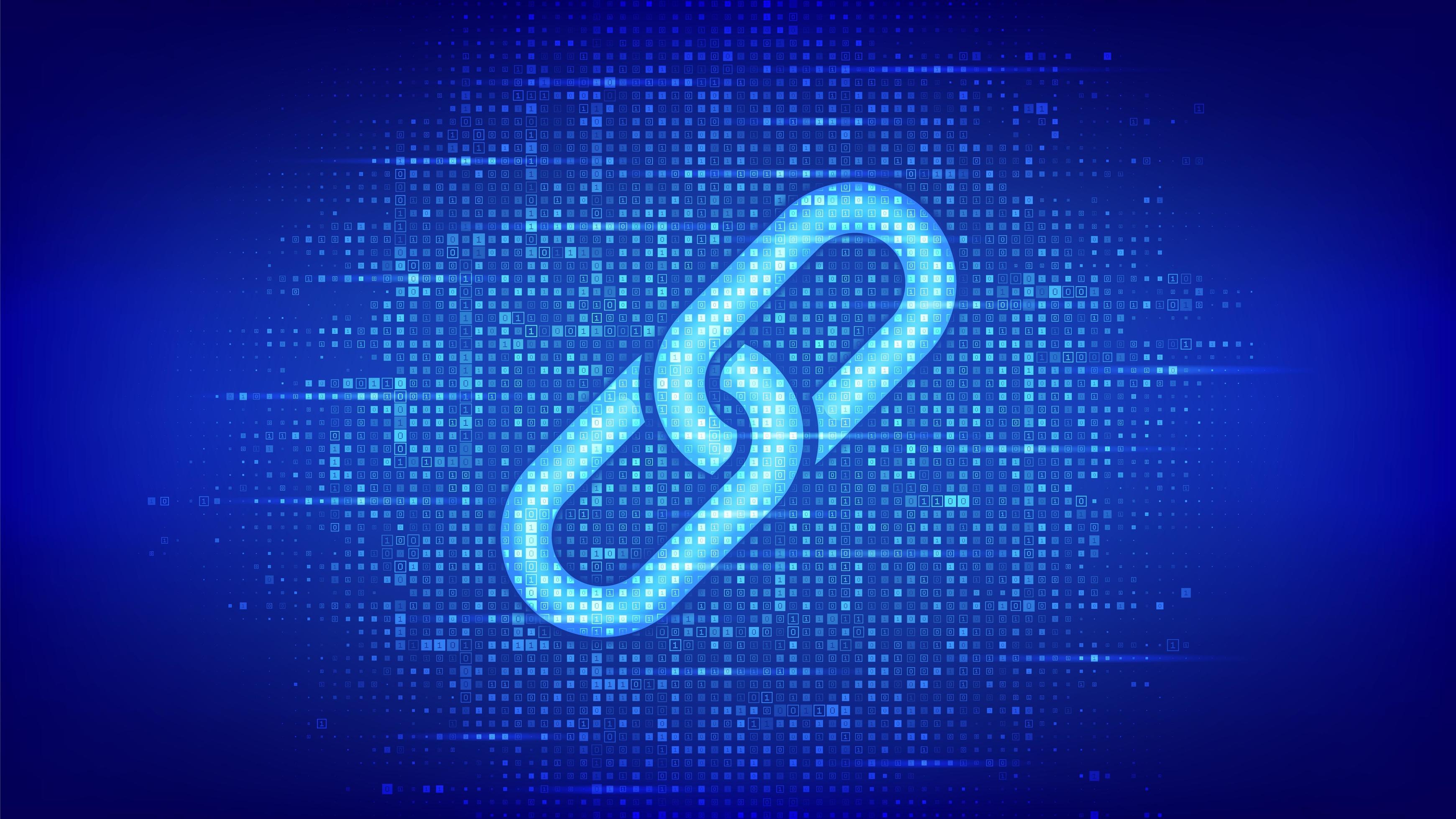 Link icon made with binary code. Blockchain technology. Cooperation ...
