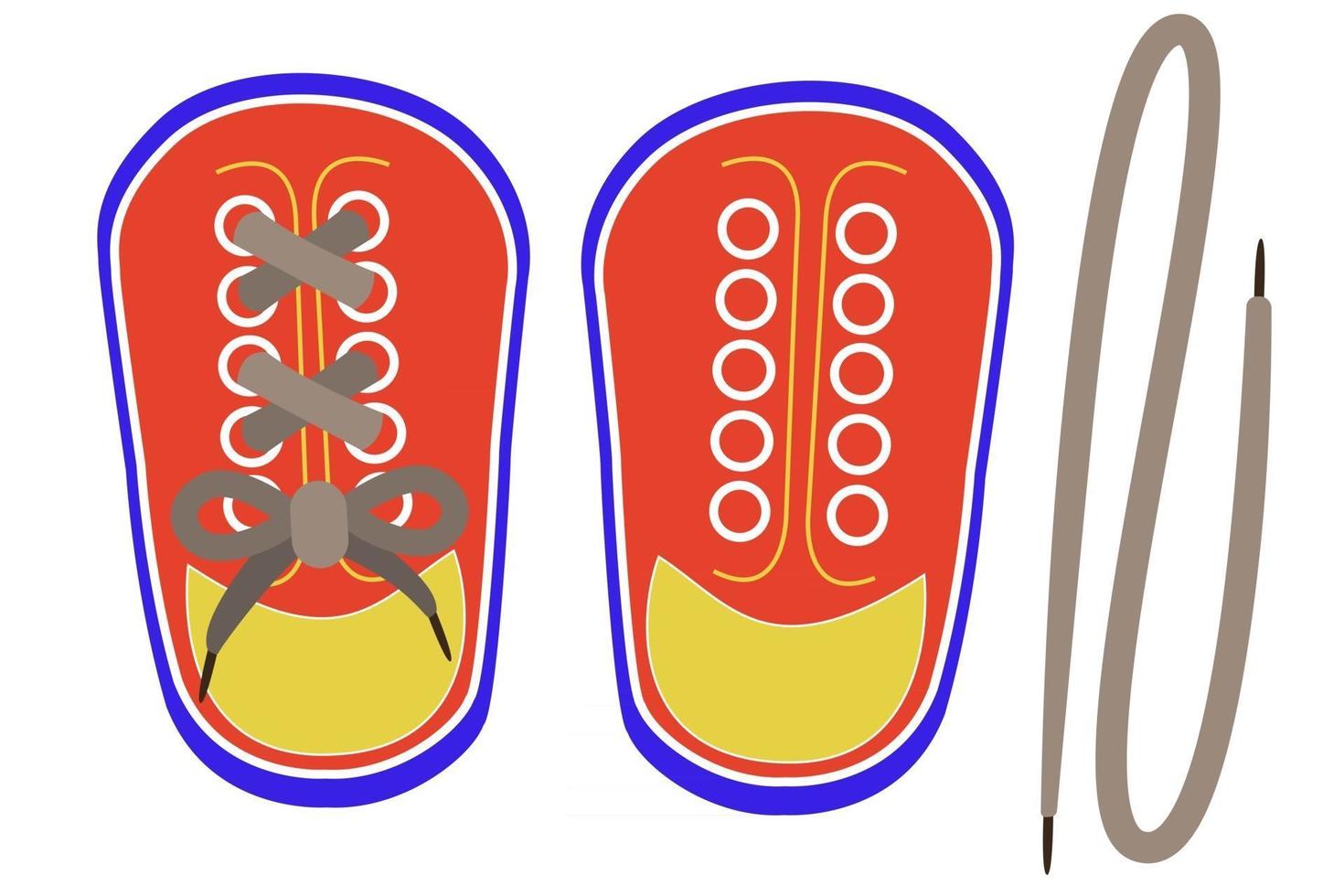 Lacing threading toy shoes. Montessori toy vector