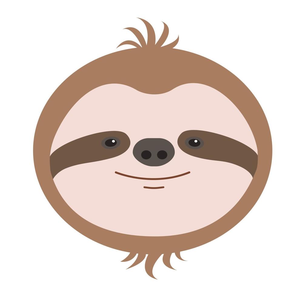 Cute sloth head, smiling face vector