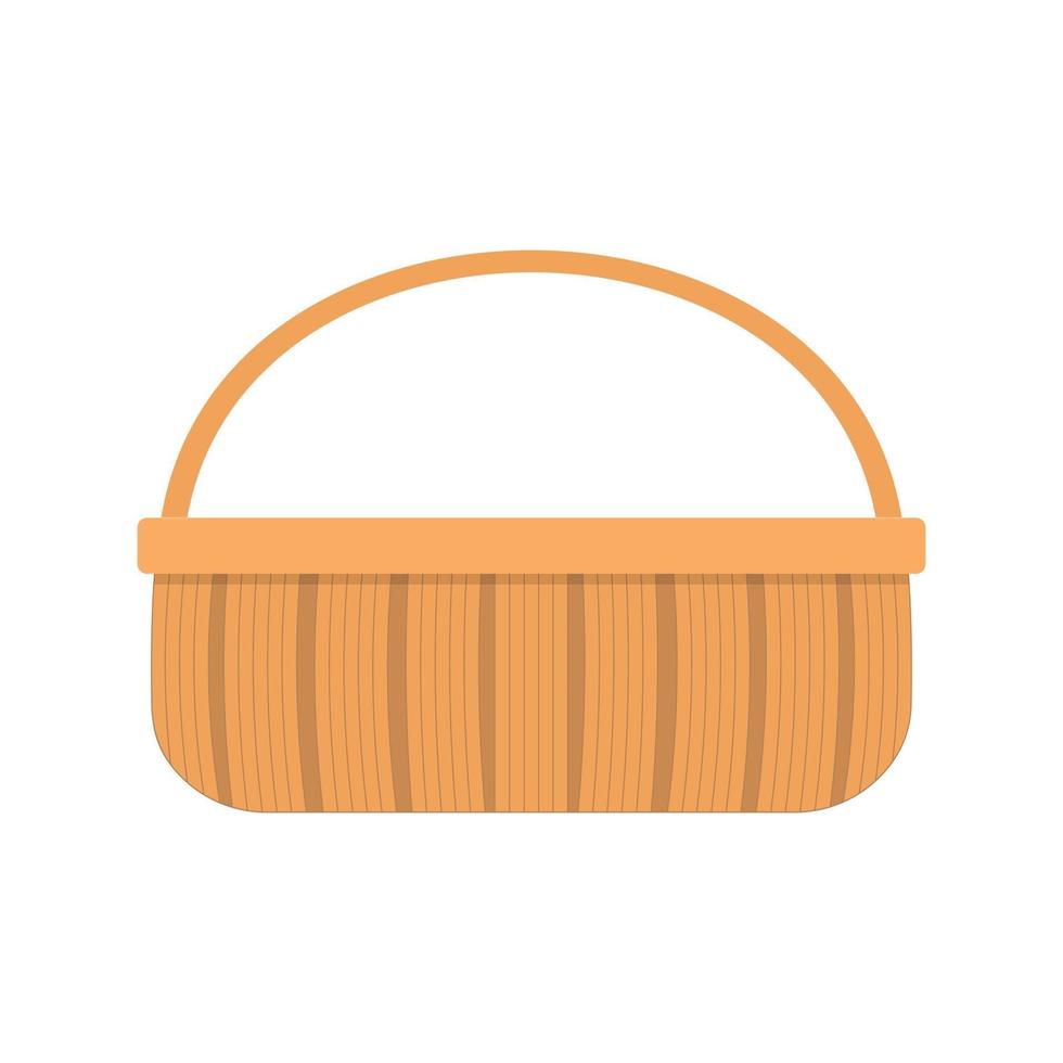 Wicker picnic basket. Woven willow hamper with one handle vector