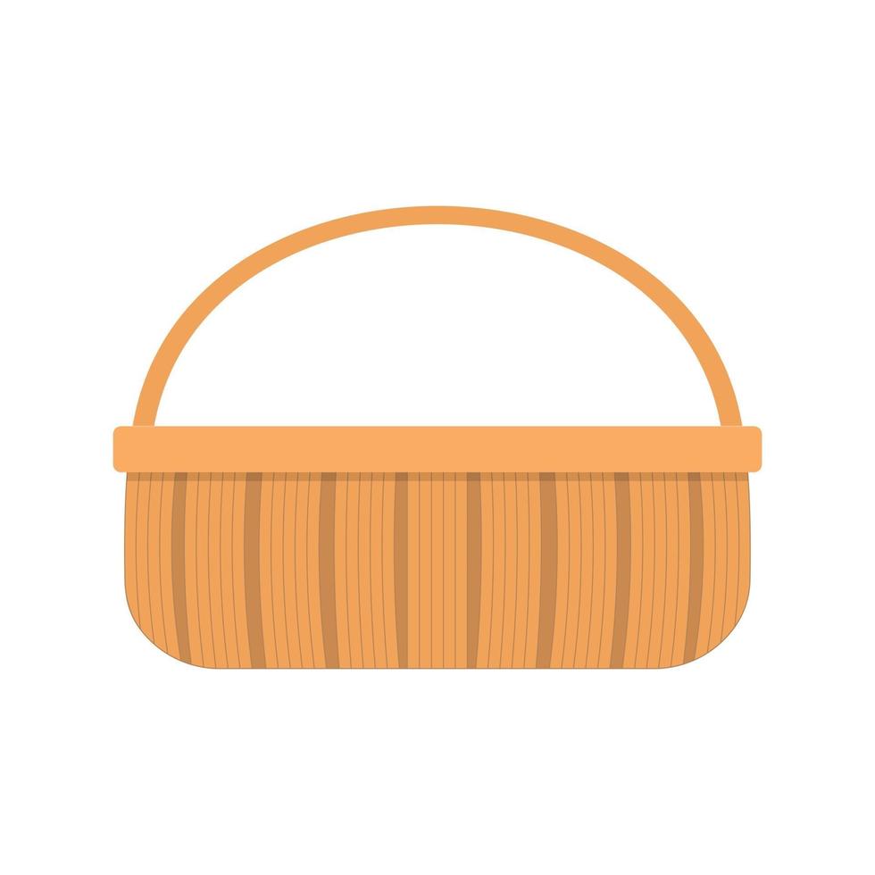 Wicker picnic basket. Woven willow hamper with one handle vector