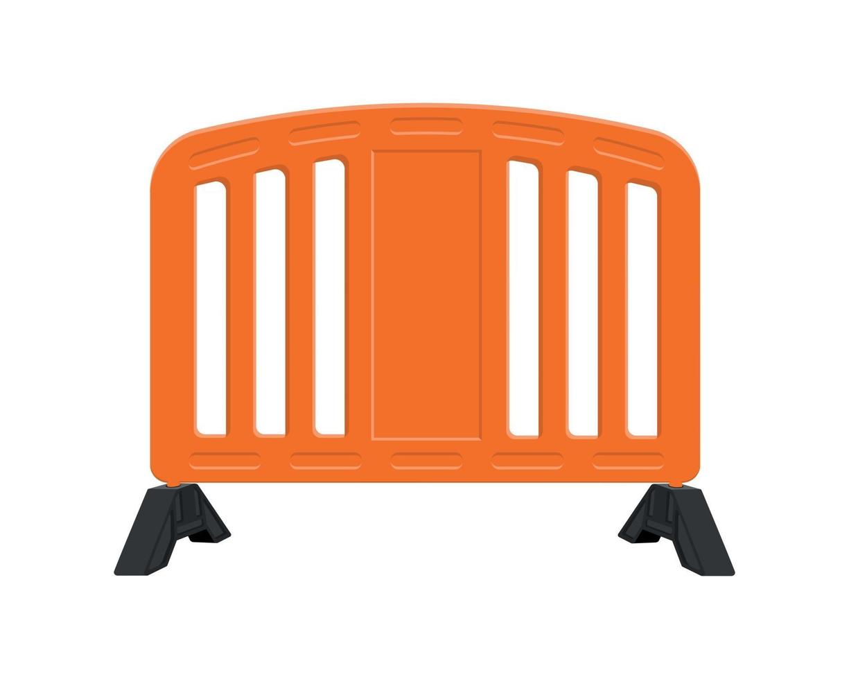 Orange road barrier. Plastic traffic obstacle vector
