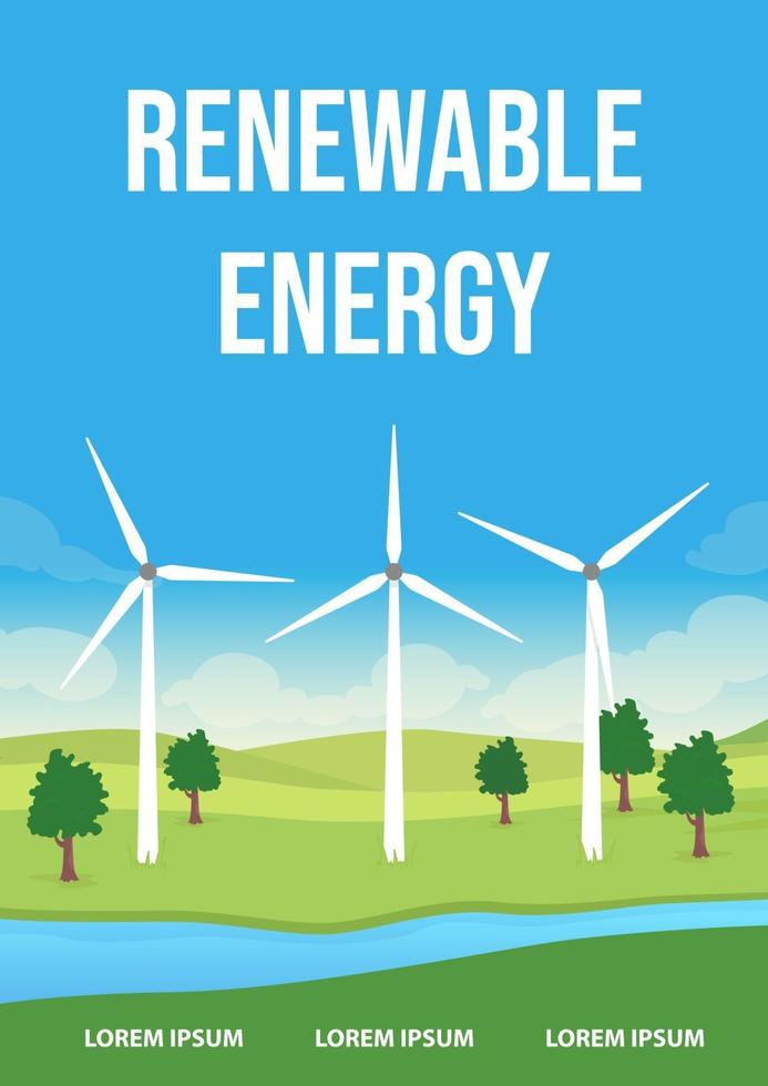 Plantilla de vector plano de cartel de energía renovable