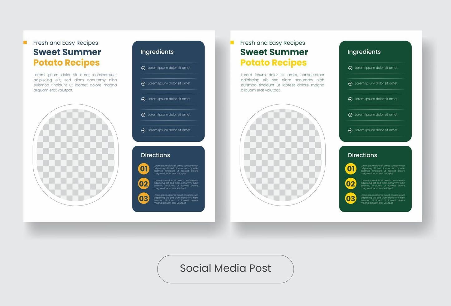 Summer recipes social media post banner template set vector