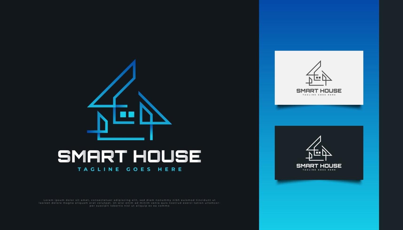 Modern and Futuristic Real Estate Logo Design in Blue Gradient vector