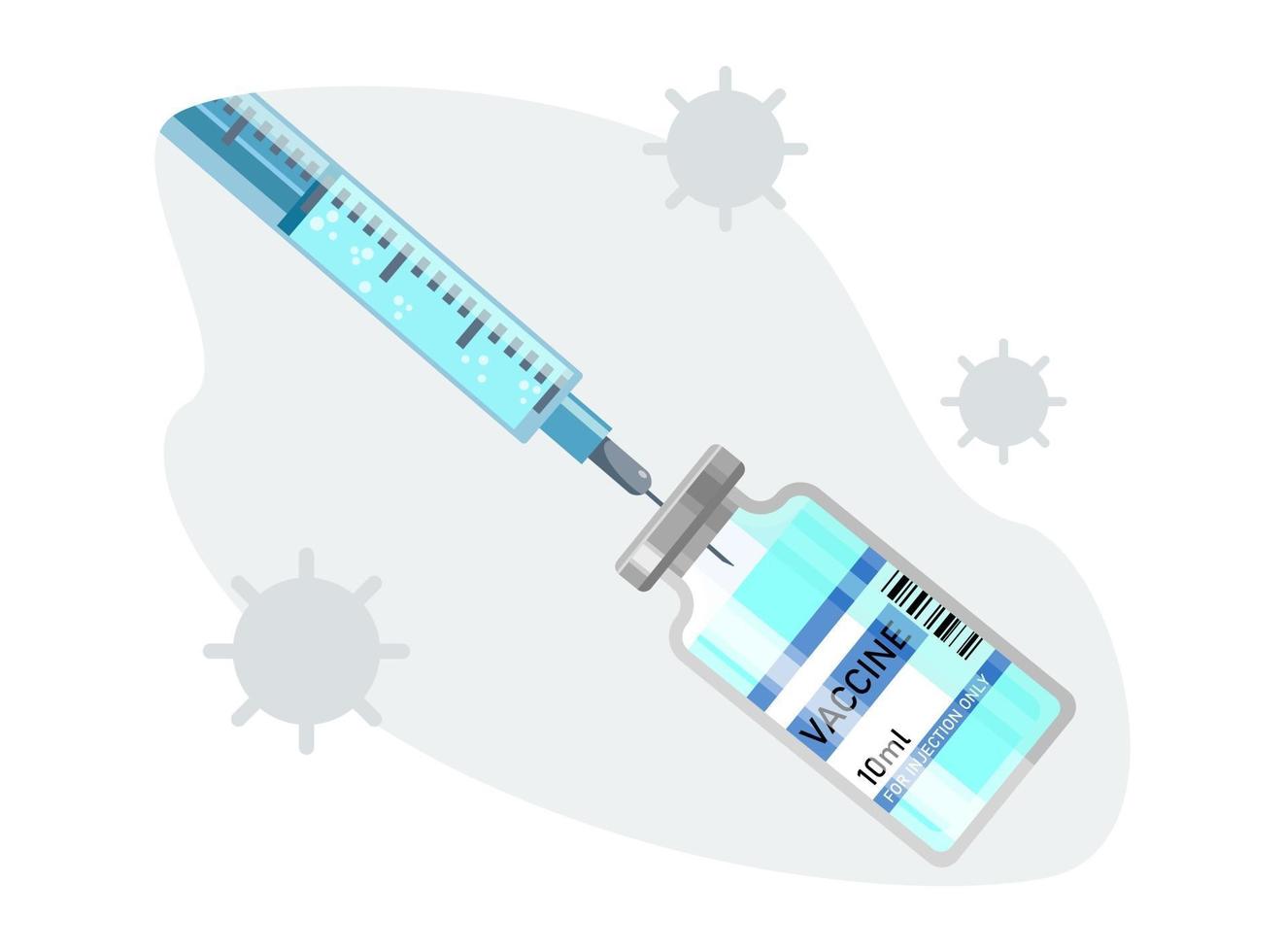 Medicine vaccine vial bottle and syringe injection vector