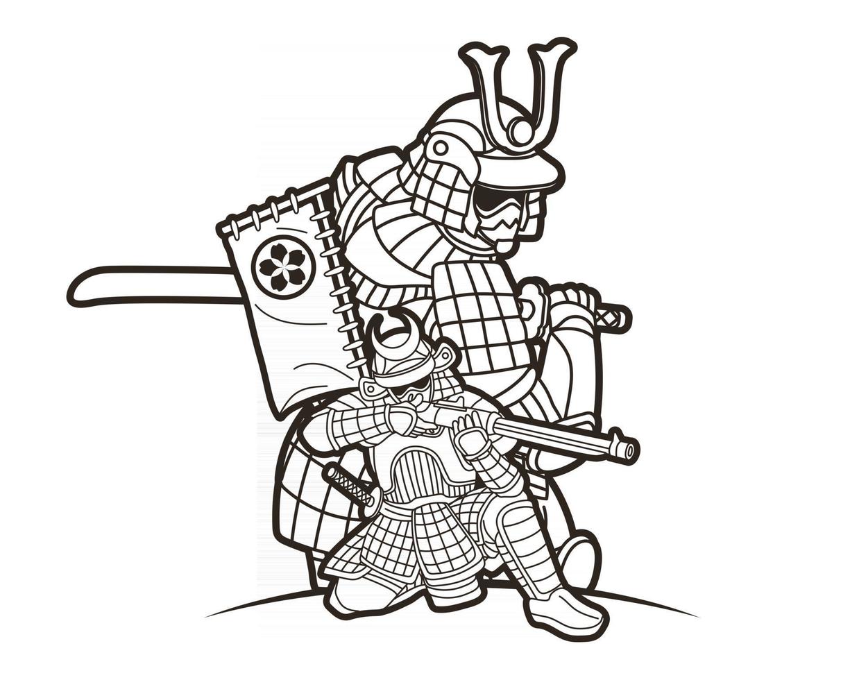 samurai warrior ronin con acción de armas vector