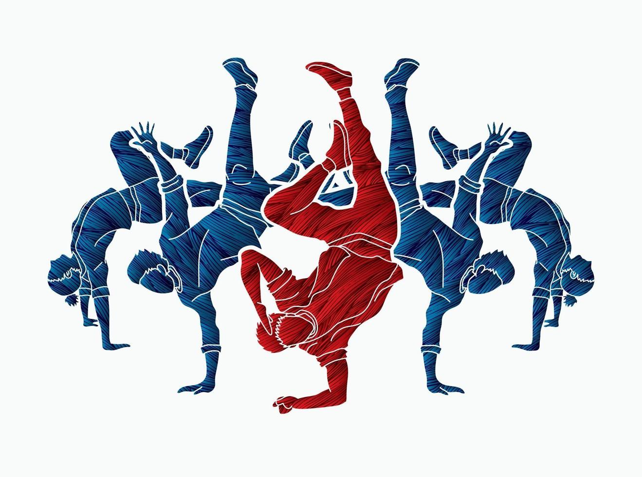 Silhouette Group of Dancer Dancing Street Dance vector