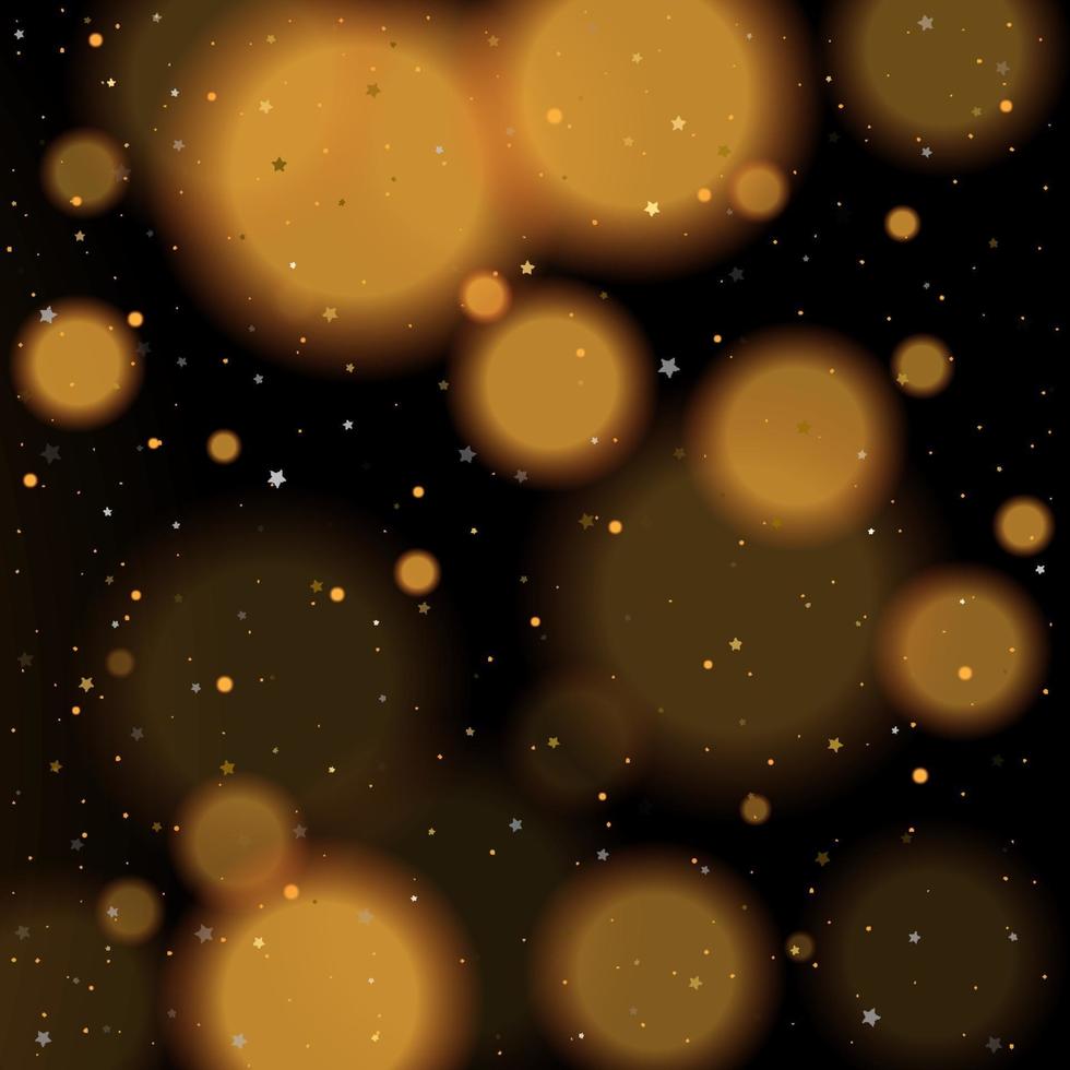 Gold bokeh shiny glittering golden and silver stars vector