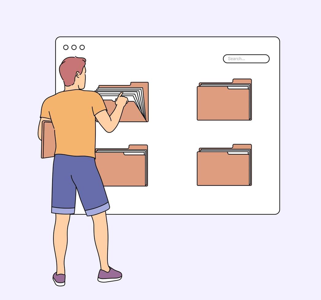 Digital personal files online data storage cloud computing vector