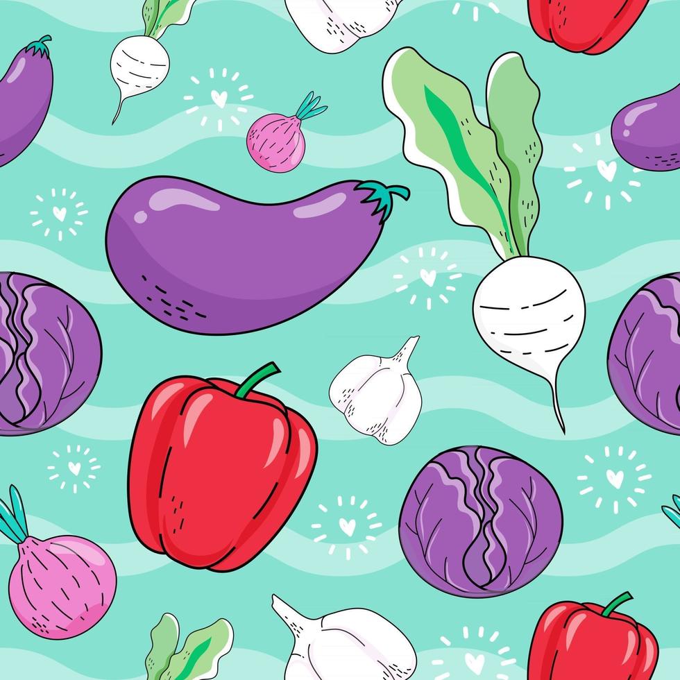 Seamless pattern vegetables vector