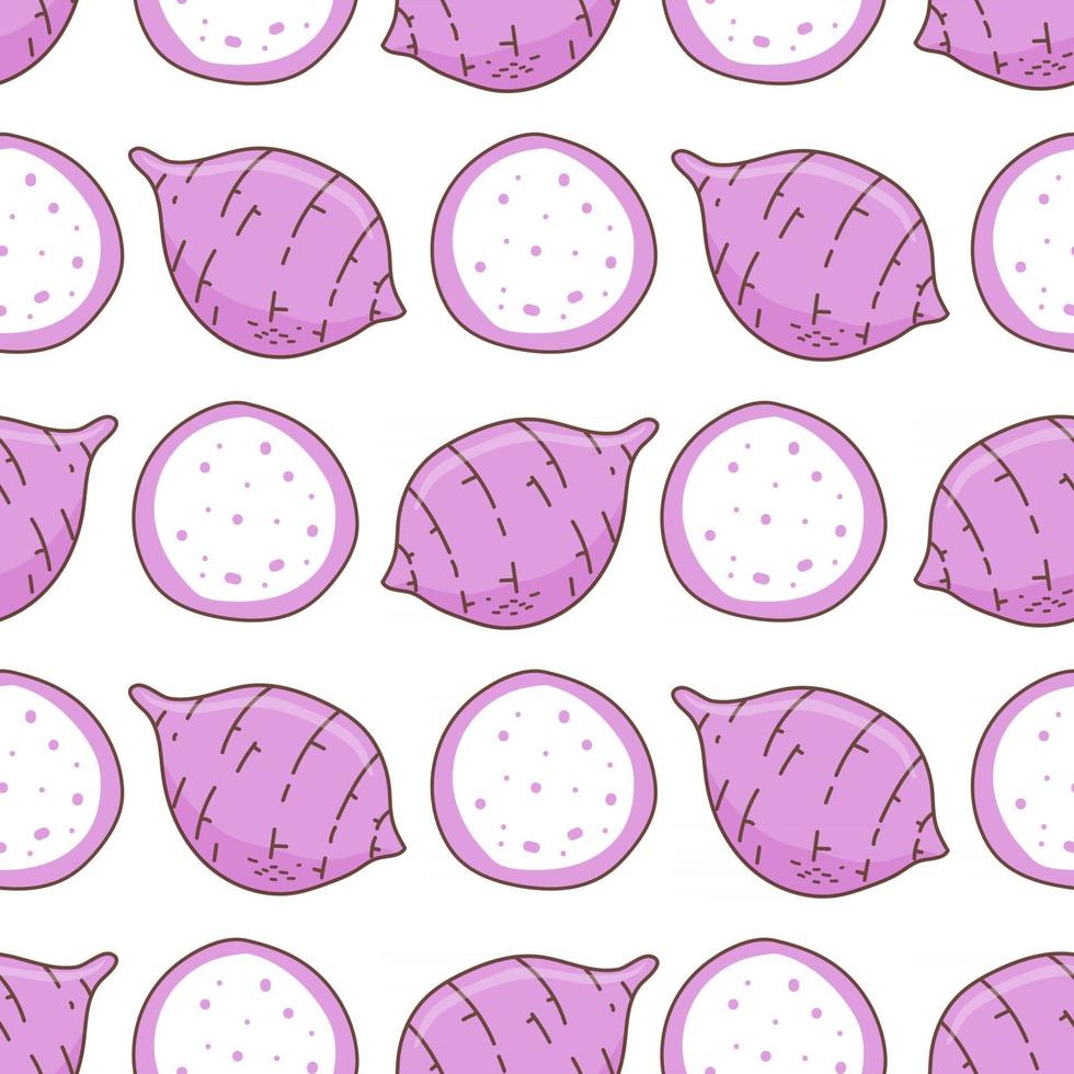 Seamless pattern taro on white background. Vector illustration.