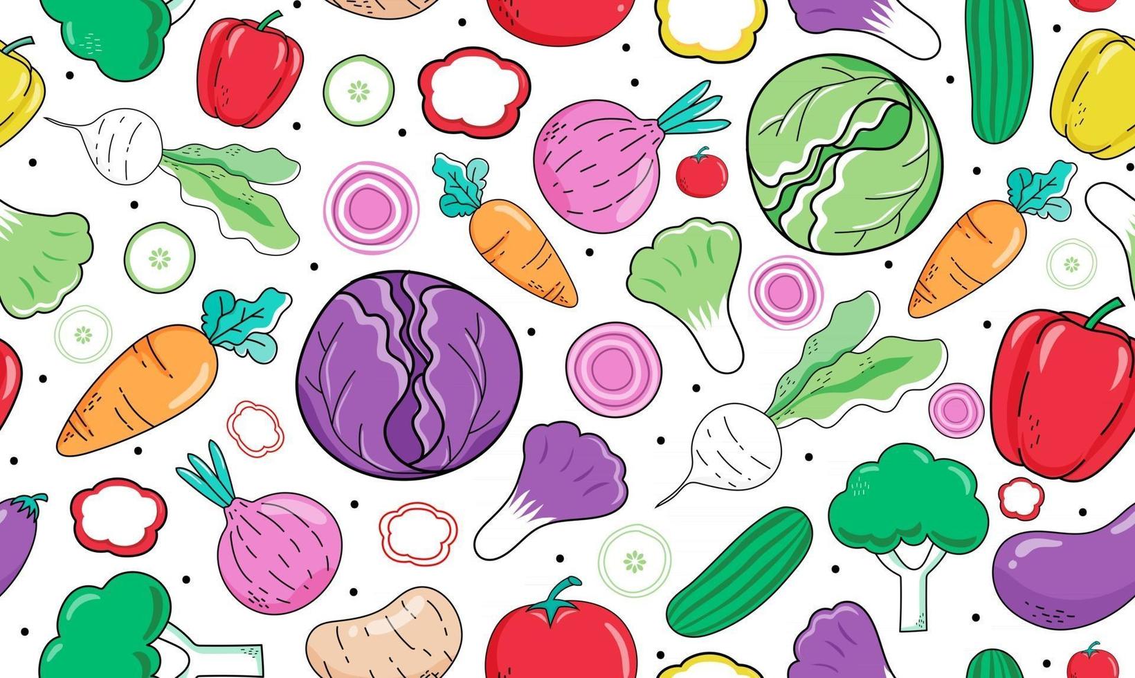 Seamless pattern Vegetables isolated on white background. vector