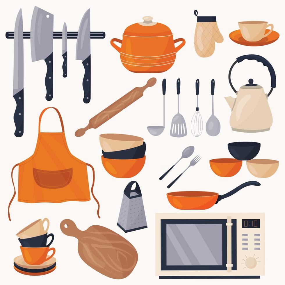 Kitchen utensils for cooking. vector