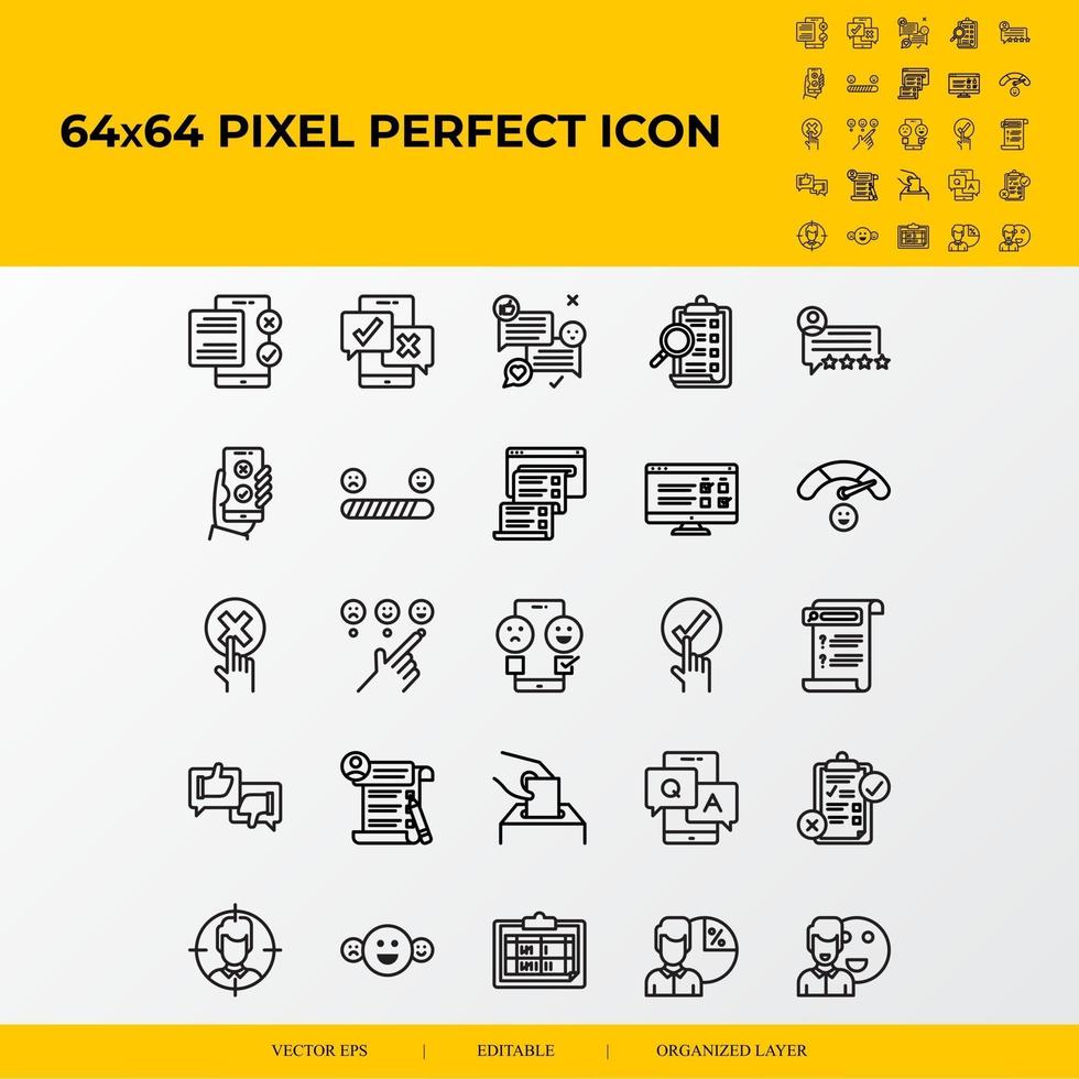 Set of Survey and feedback Related Vector Line Icons.Mobile survey