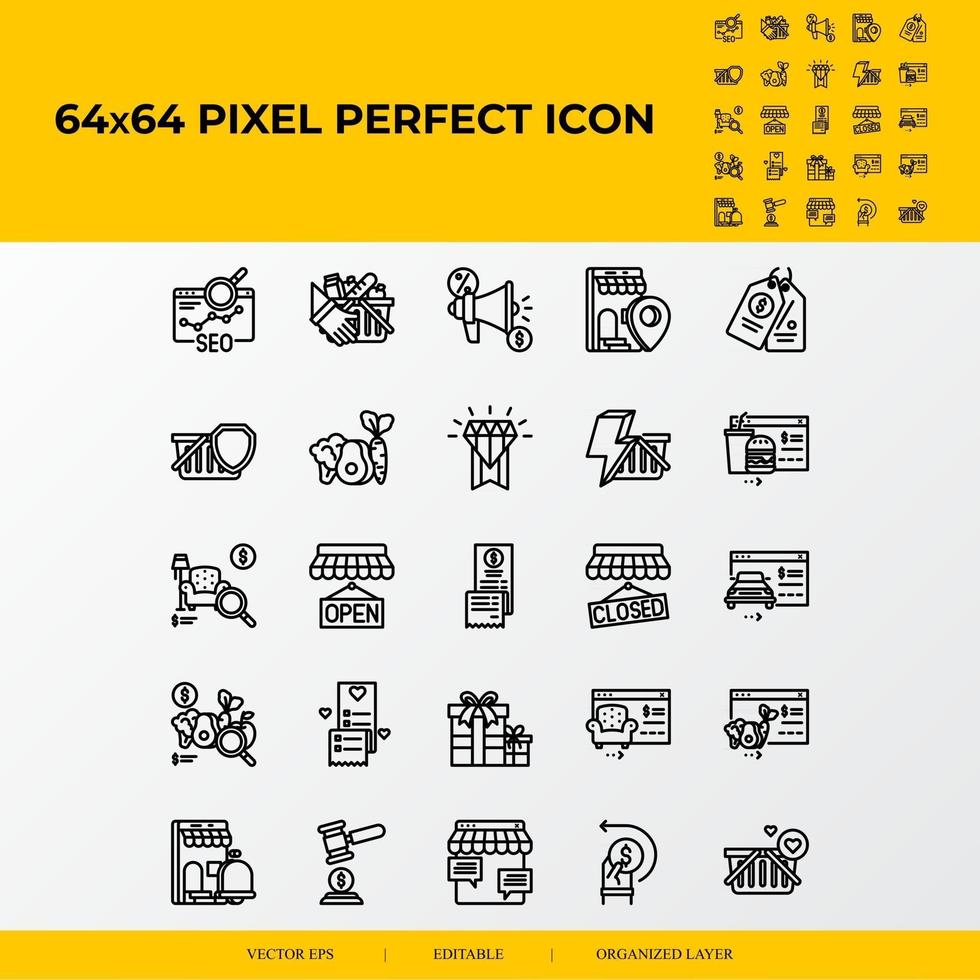 Set of E-commerce Related Vector Line Icons. SEO, product insurance.