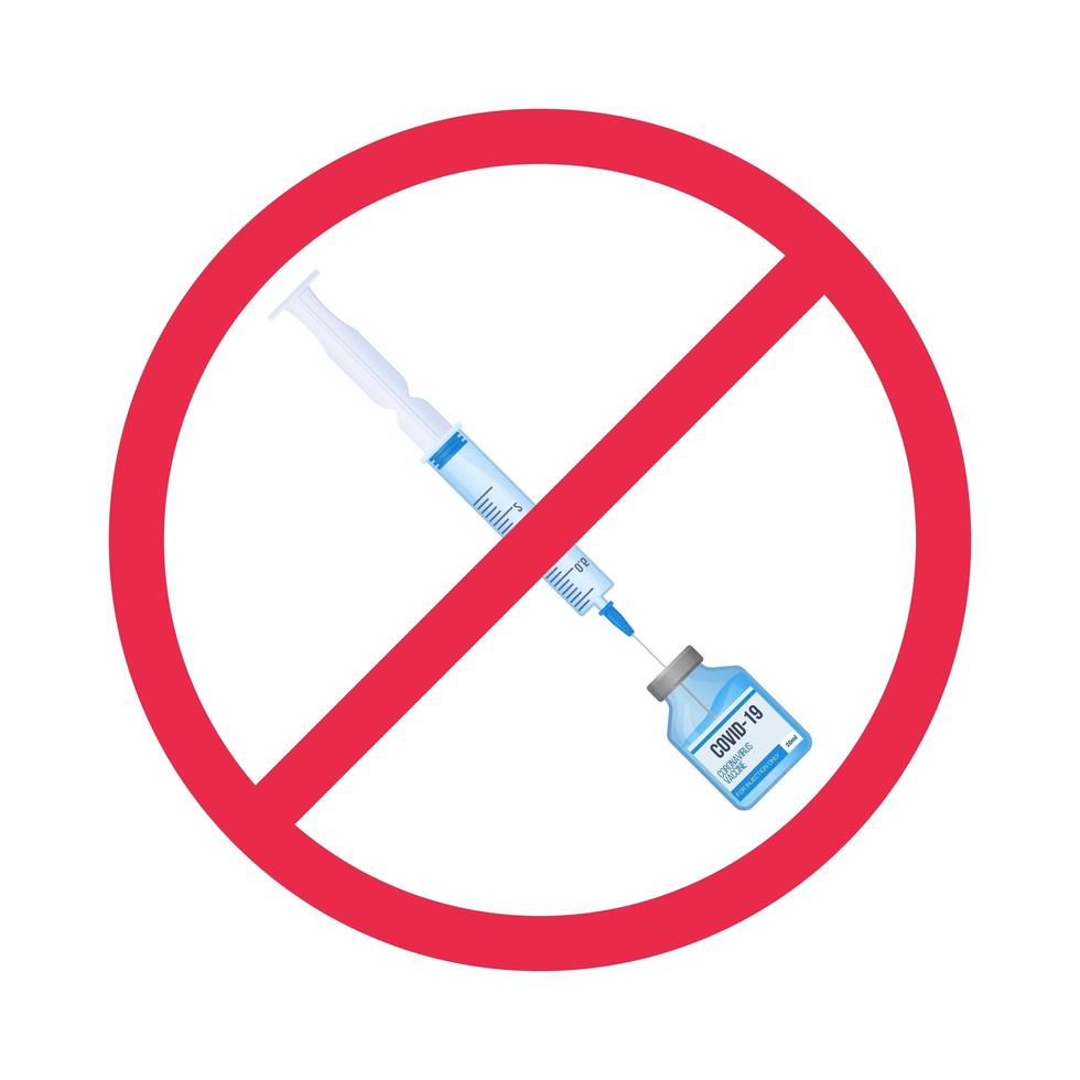 Anti-vax movement symbol. Syringe in prohibition sign vector