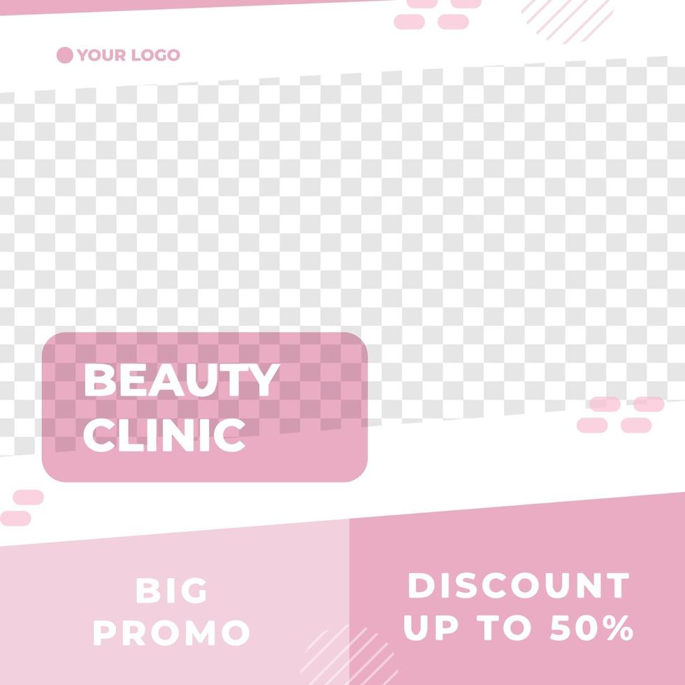 Beauty Clinic service sale discount social media post modern minimalis vector