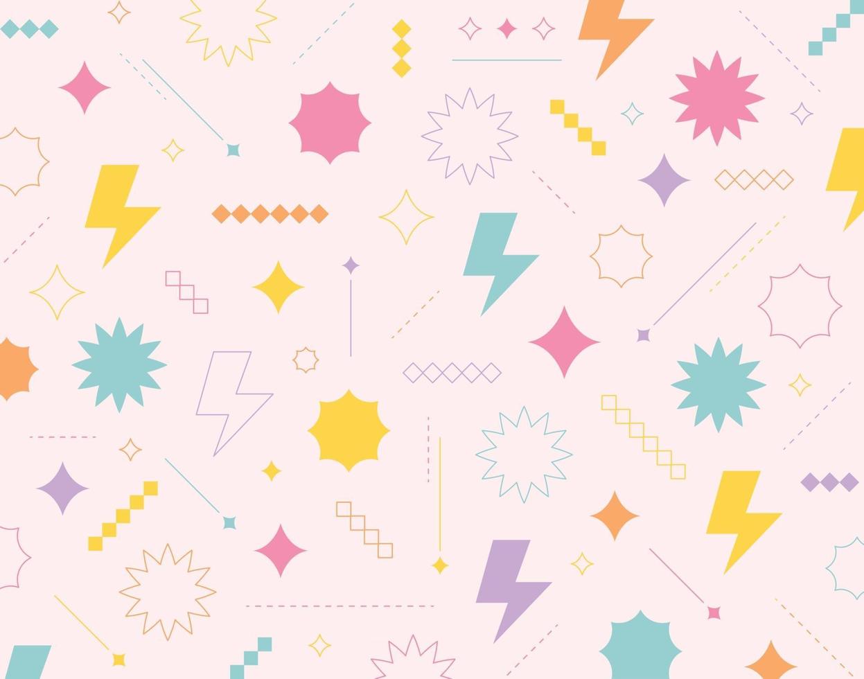 Cute shapes of lightning and flashing shapes are freely arranged vector