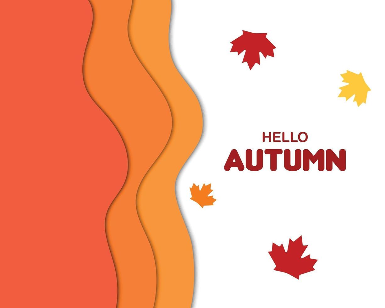 Hello Autumn Wave Leaf Papercut vector