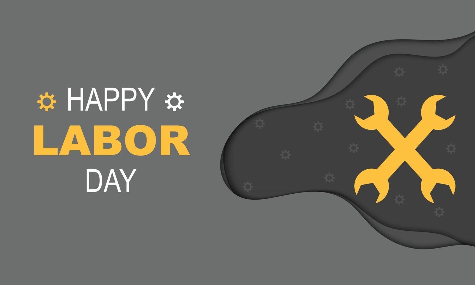 Happy Labor Day Wrench Gear In Paper Style vector