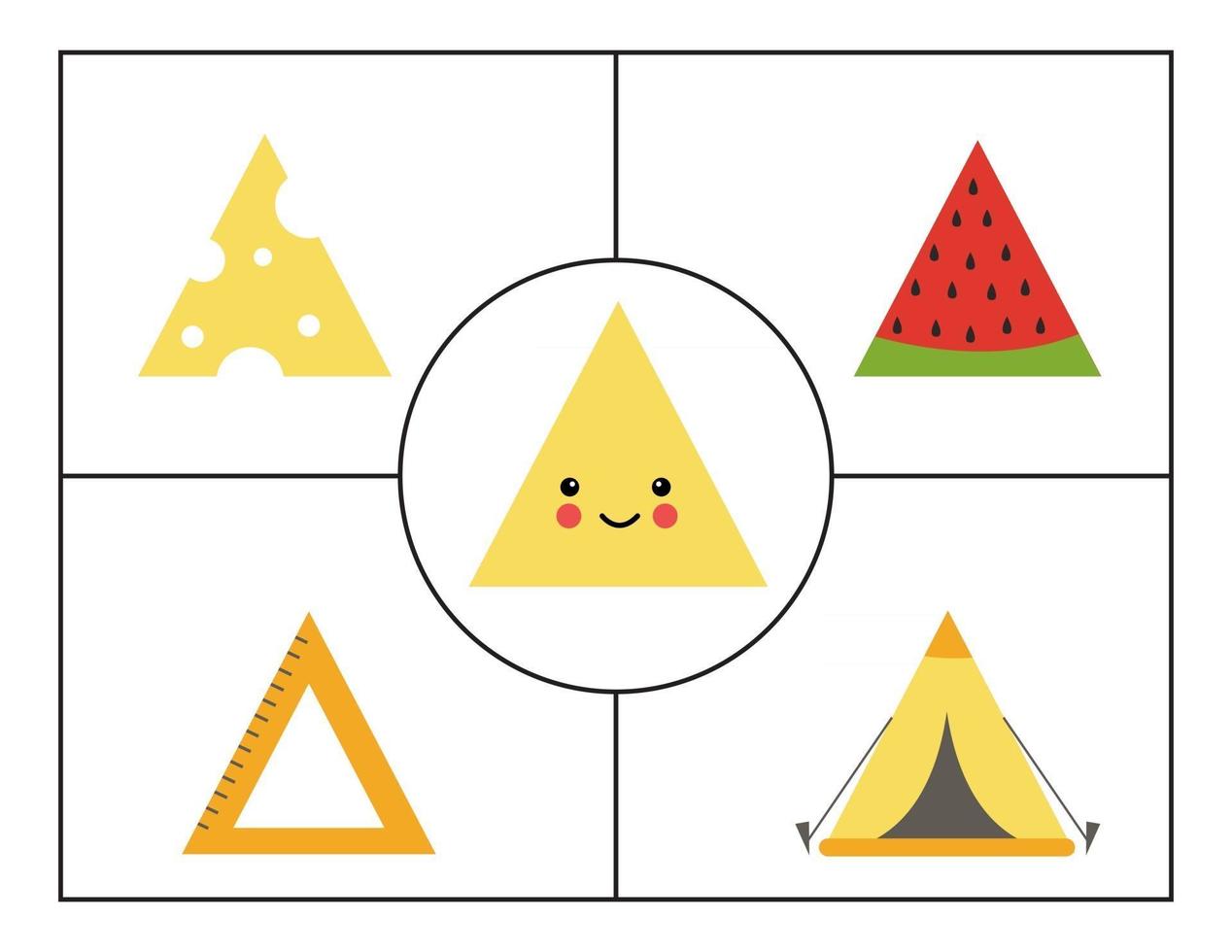 aprendizaje de formas geométricas básicas para niños. lindo triángulo. vector