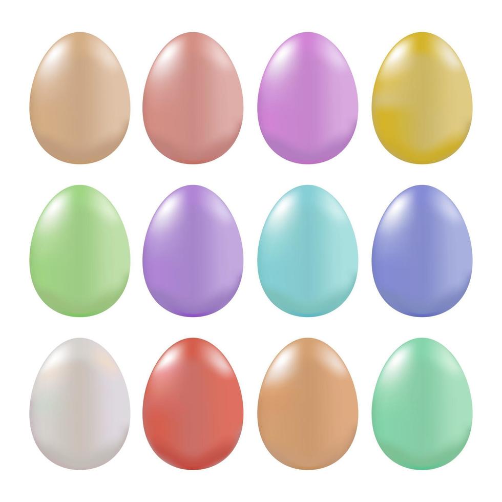 Vector illustration. set of realistic 3d colored eggs. Easter.