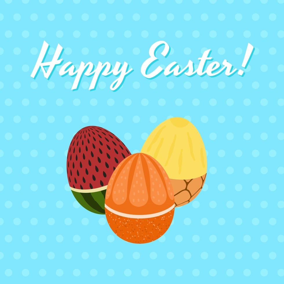 vector illustration. egg. happy Easter. watermelon, orange, pine