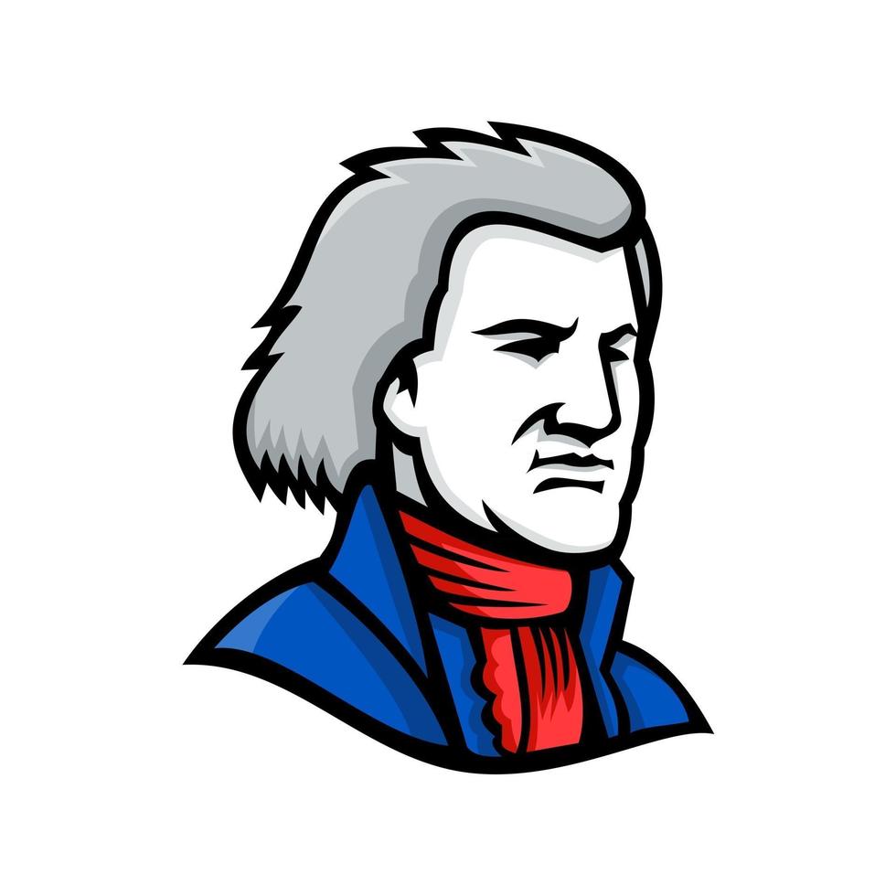 thomas jefferson head mascot retro vector