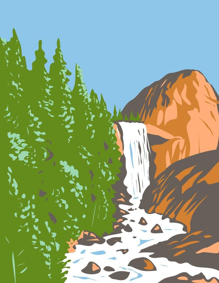 Vernal Fall Within Yosemite National Park California WPA Poster Art vector