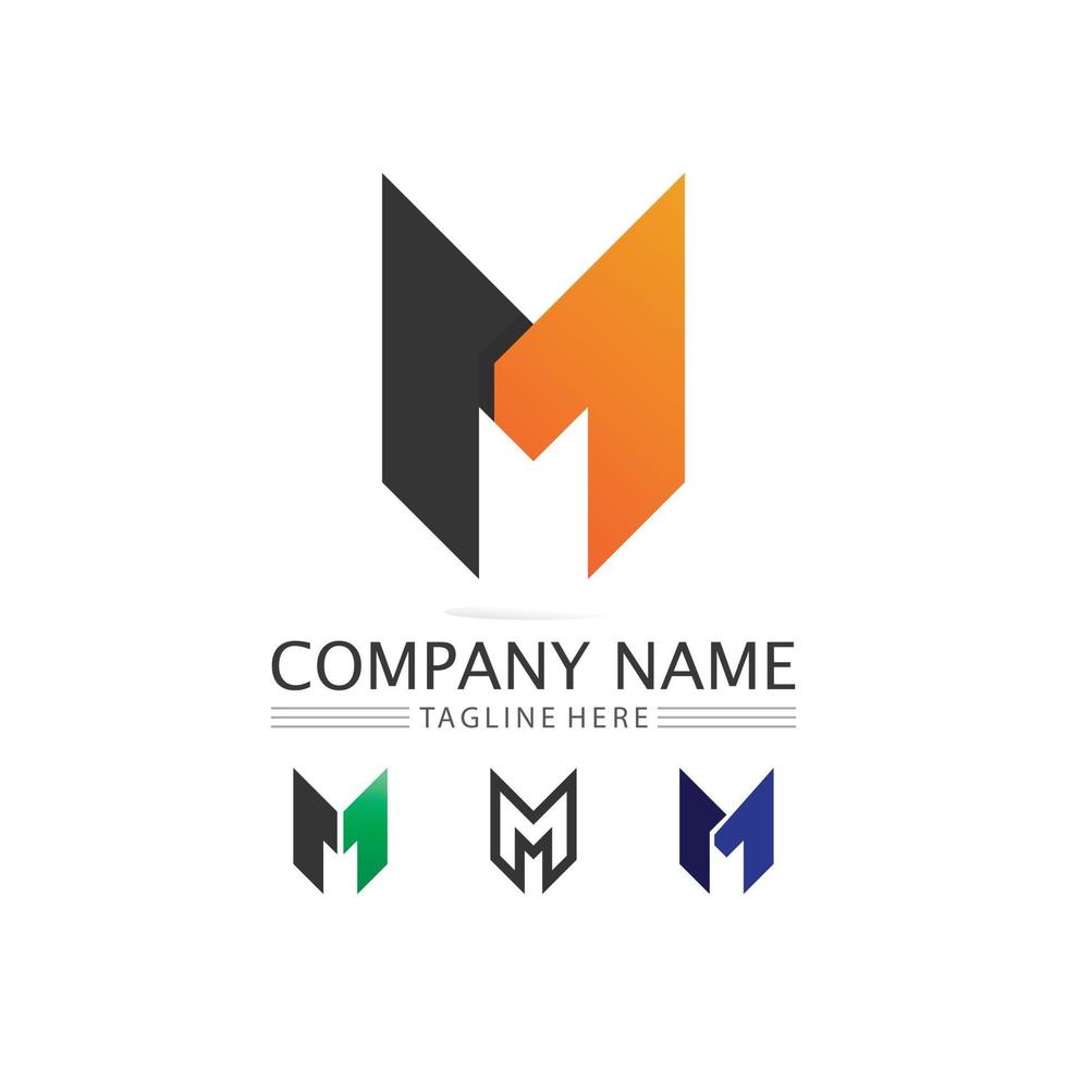 M Letter Logo Template m font  logo design for business set logo vector