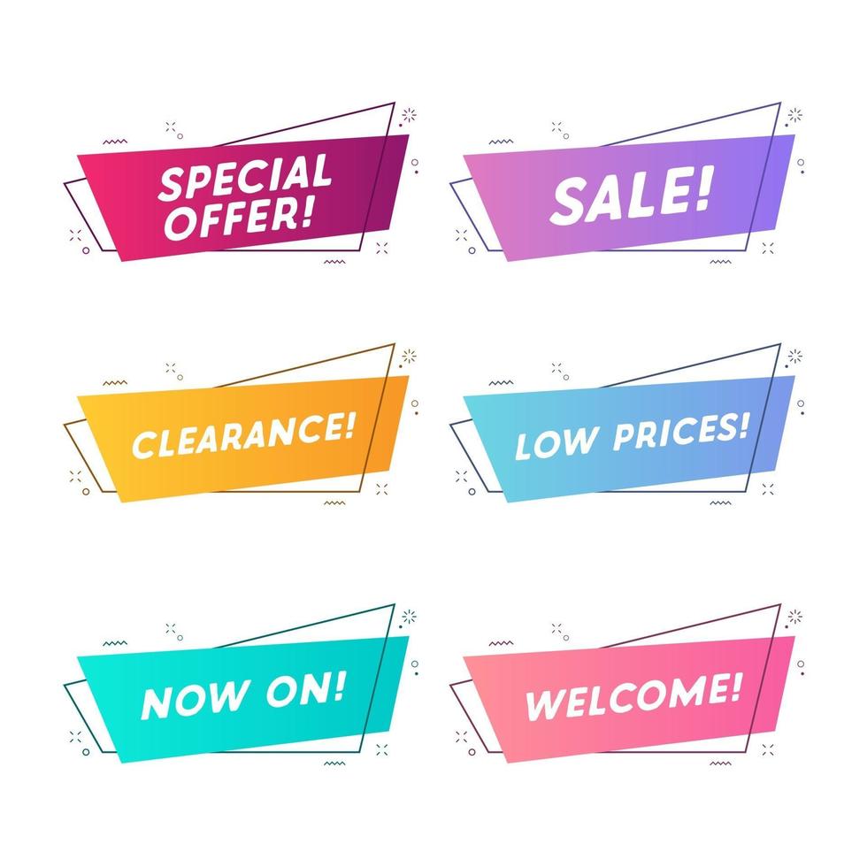 Flat linear promotion ribbon banner. vector