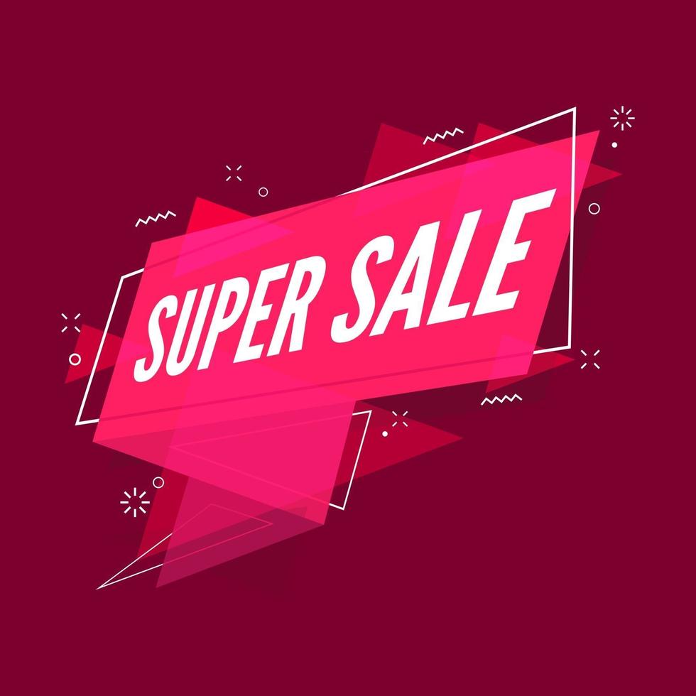 Super Sale banner flat style. Sale ribbon banner. vector