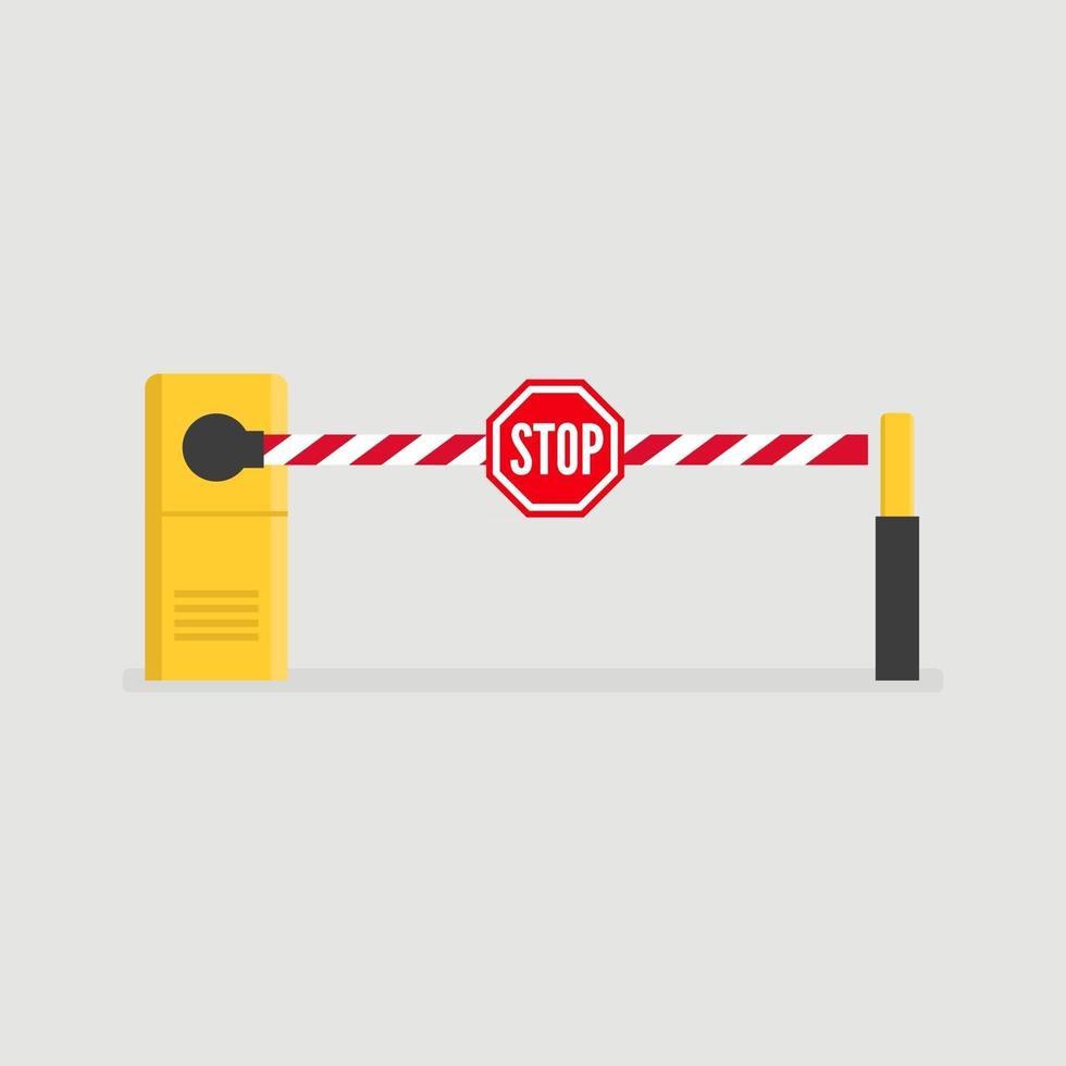 Car barrier with the stop sign. Parking entrance with barrier gate. vector
