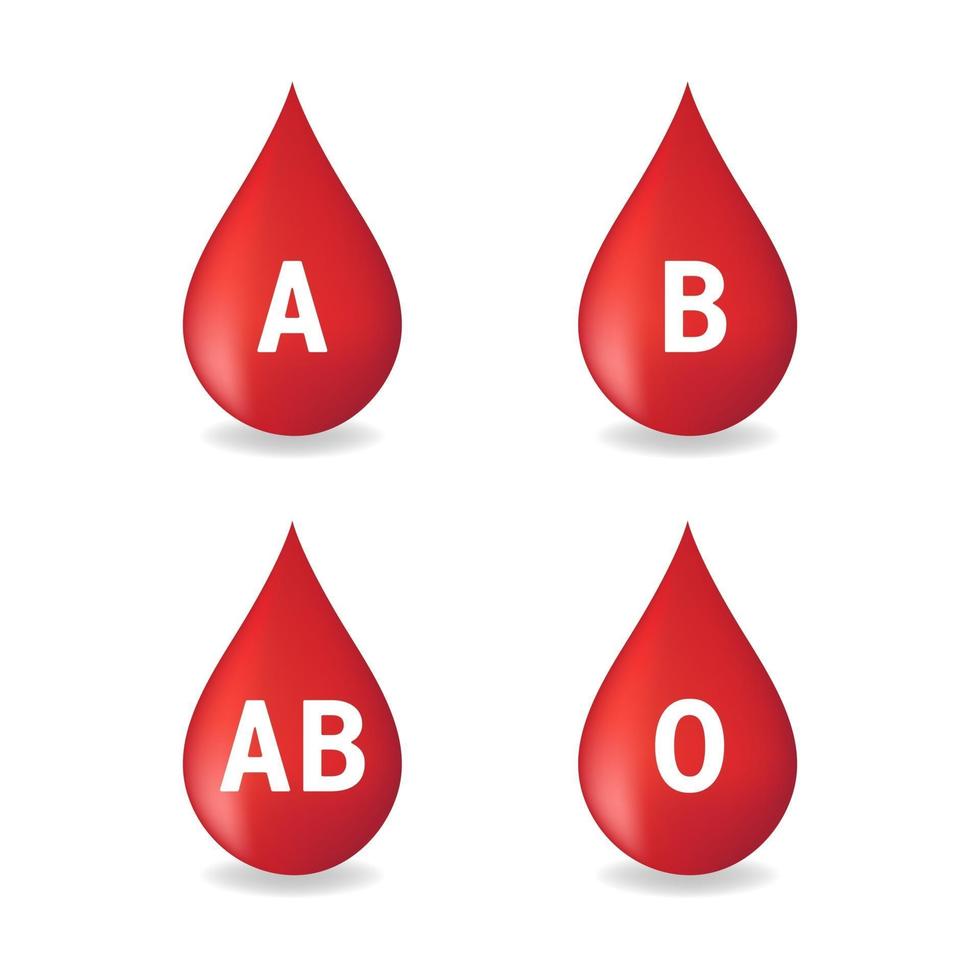 Blood type set isolated on white background. vector