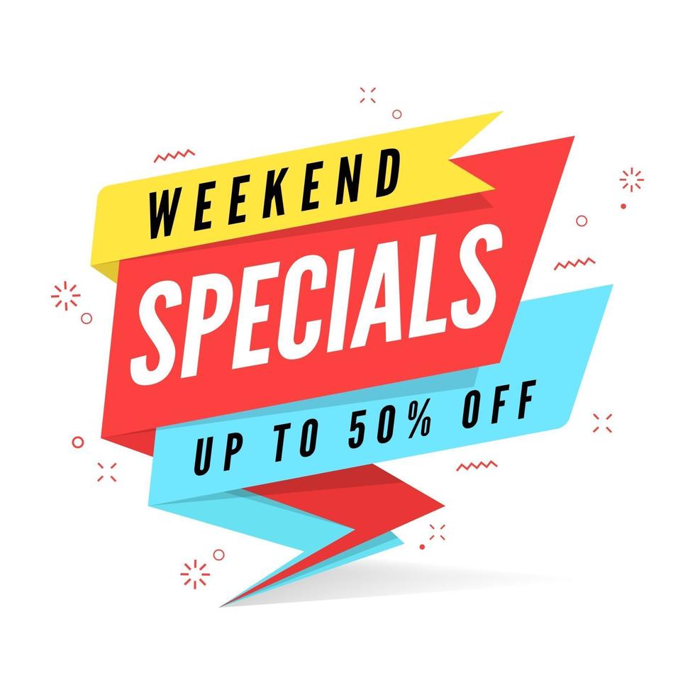 Weekend specials sale banner template in flat style. vector