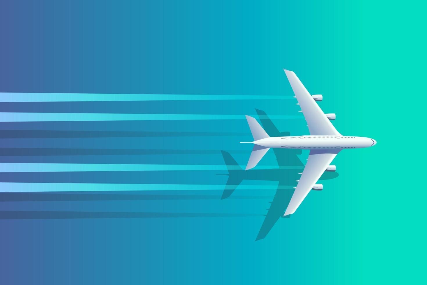 Top view of the plane above the ocean. vector