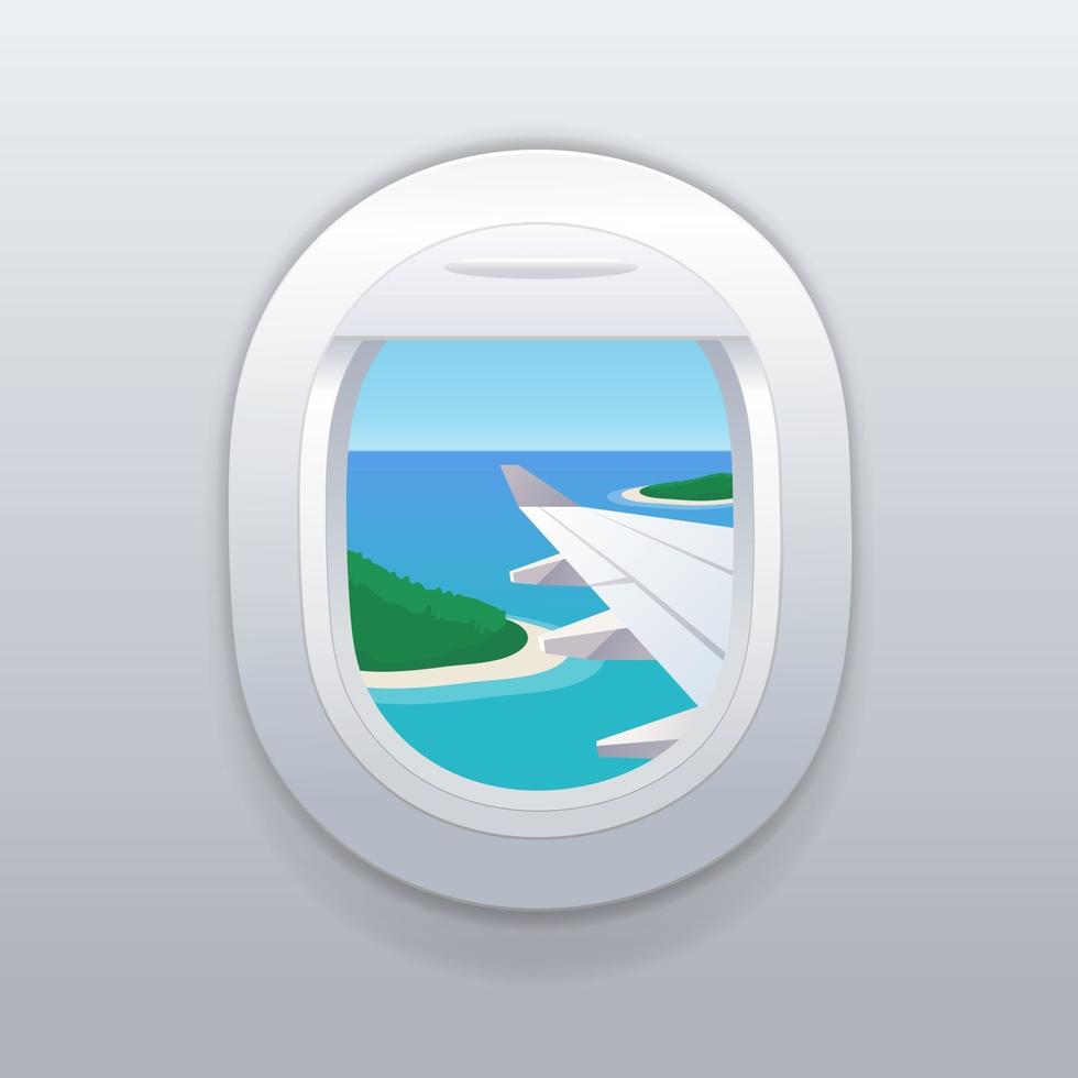 View from airplane window. Vacation destinations. vector