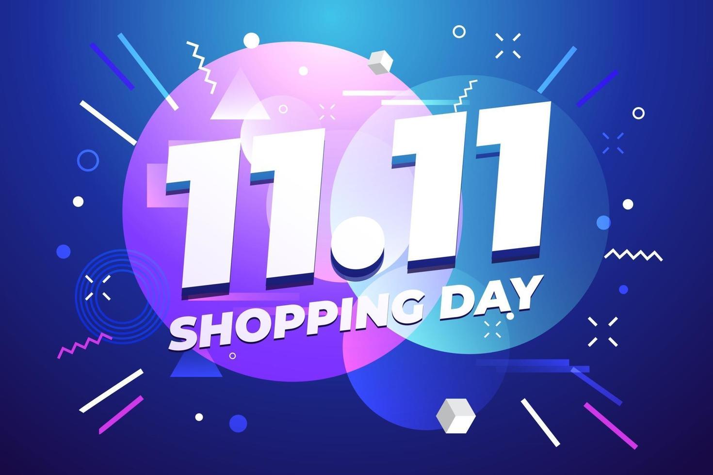 11.11 Shopping day sale poster or flyer design. vector