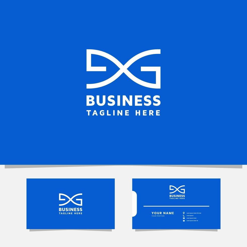 Simple and Minimalist Overlapping Letter DG Logo with Business Card vector