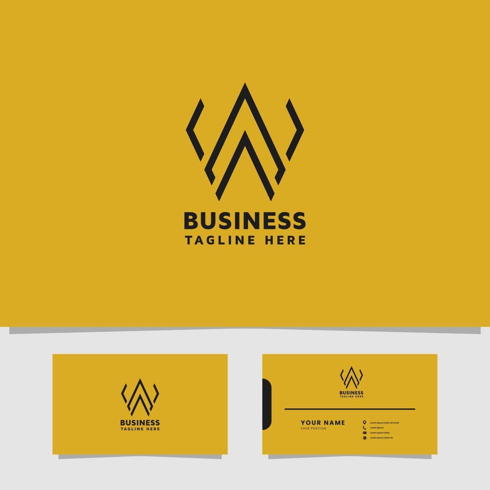 Logotipo simple y minimalista de la letra w de la flecha con plantilla de tarjeta de visita vector