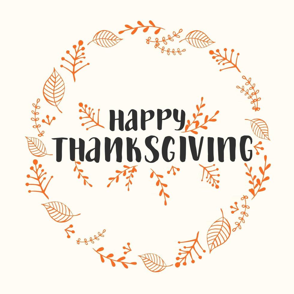 Autumn lettering calligraphy phrase - Happy Thanksgiving vector