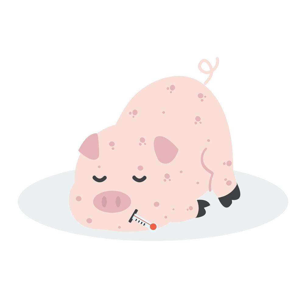 Sick Pig  Swine Flu bacteria virus infected vector