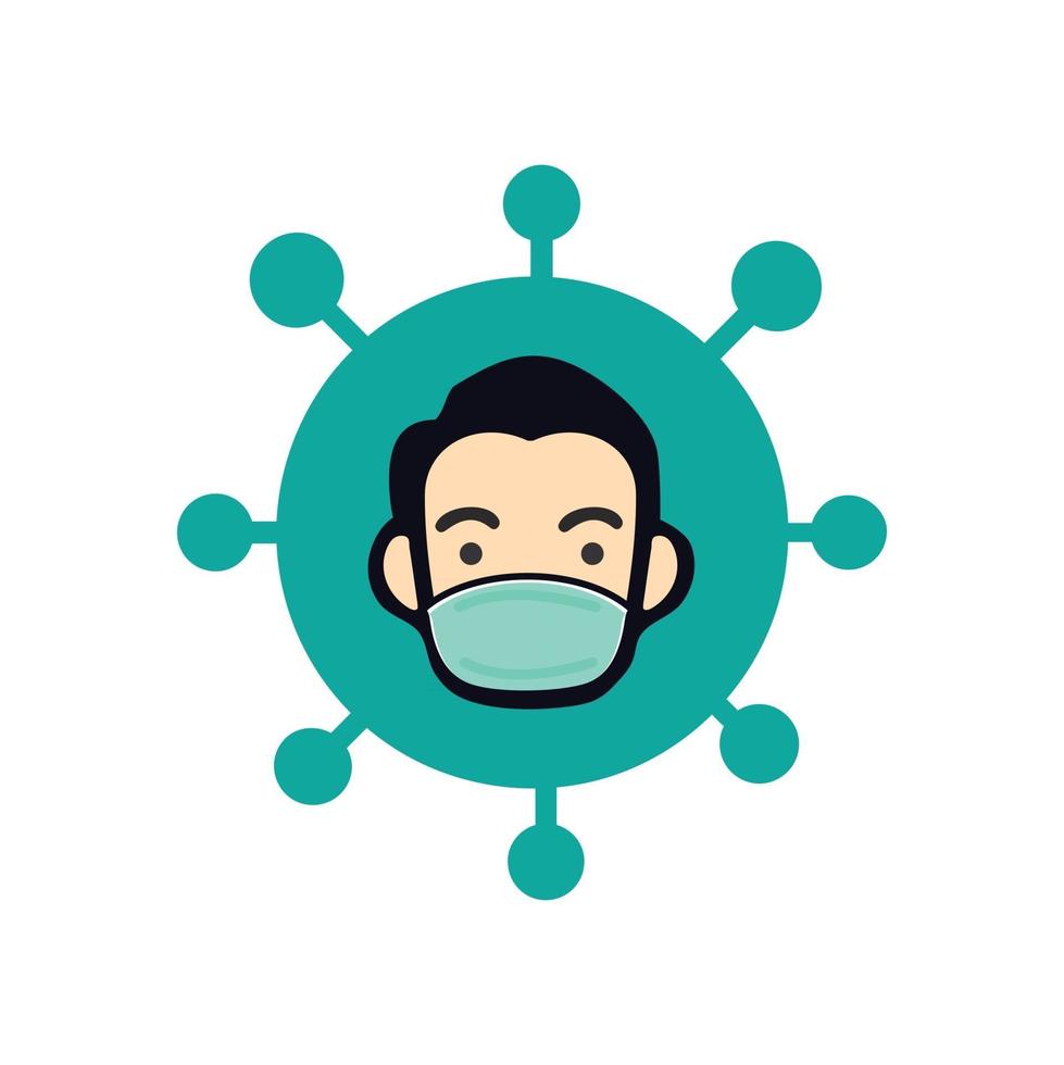 Man face with flu mask icon vector