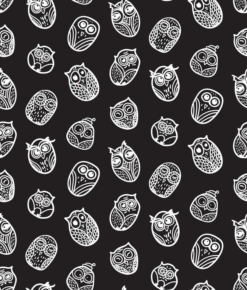 Owls hand drawn seamless pattern vector