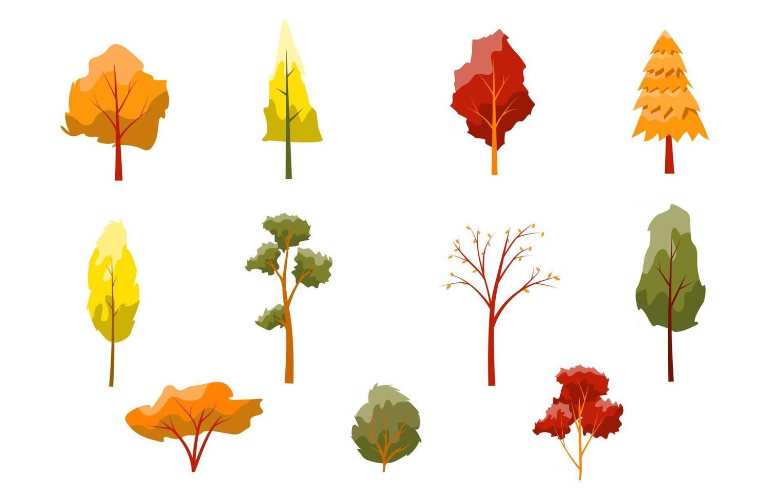 Varias colecciones de árboles de otoño. vector