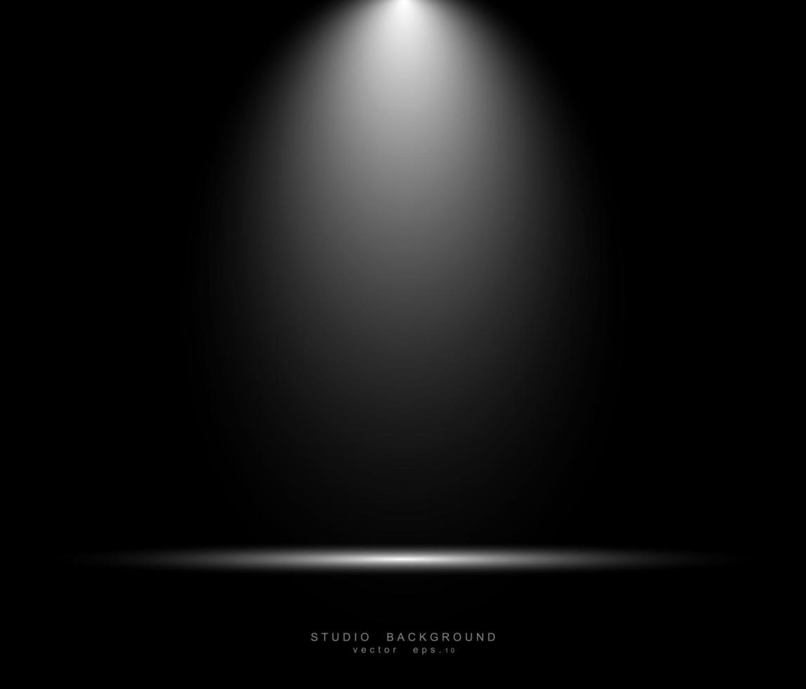 Empty black gradient studio room background. backdrop light interior vector