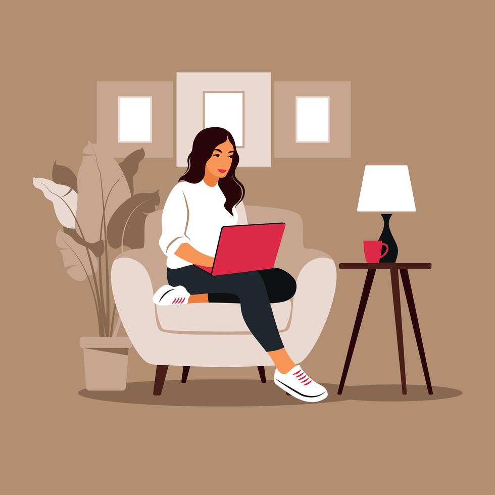 Concept working, studying, education, work from home vector