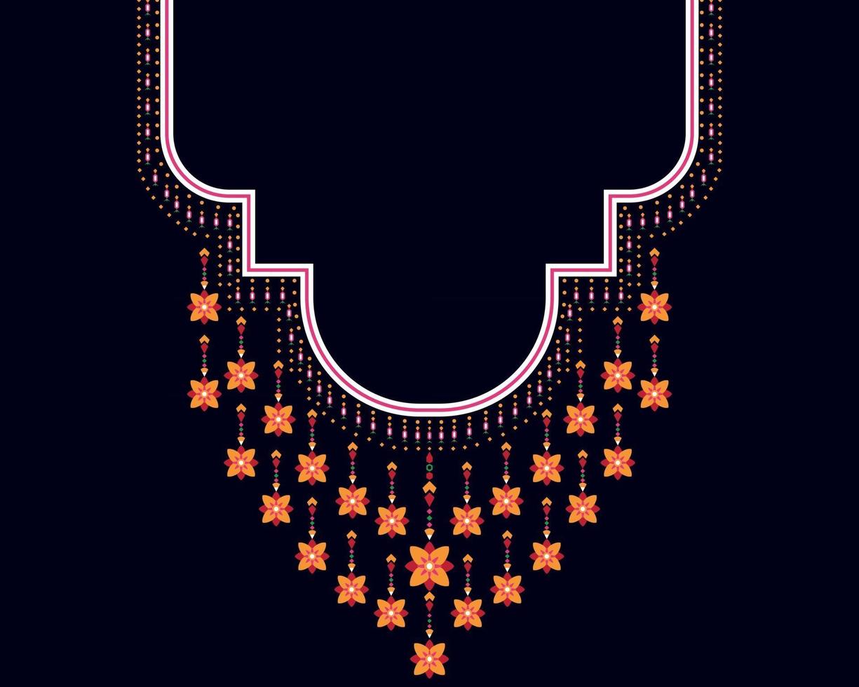 Geometric ethnic oriental pattern. Necklace embroidery design. vector